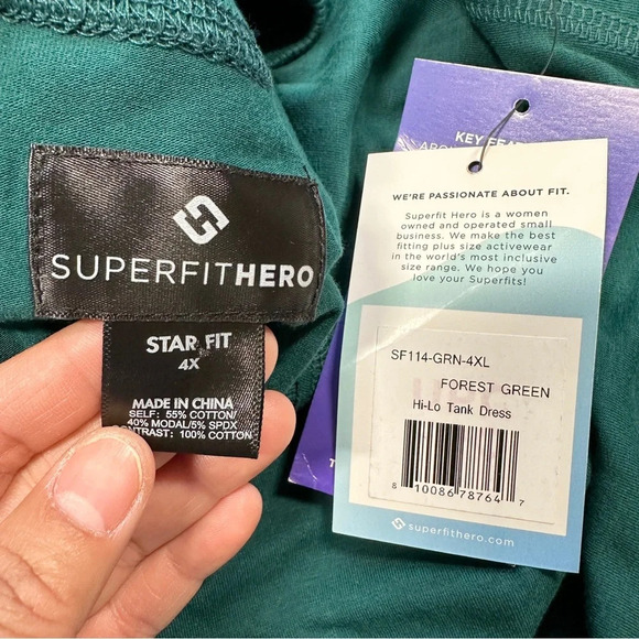 NWT Superfit Hero Hi-Low Jersey Tank Racerback Dress in Forest Green Size 4X - Picture 10 of 12